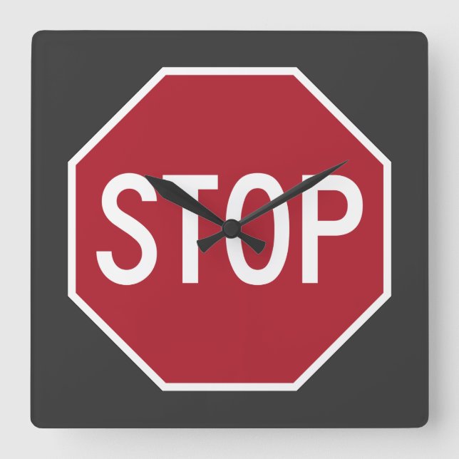 Stop Sign Square Wall Clock (Front)