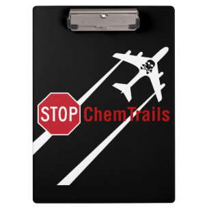 Stop Sign White Chemtrails Plane Death Skull Clipboard