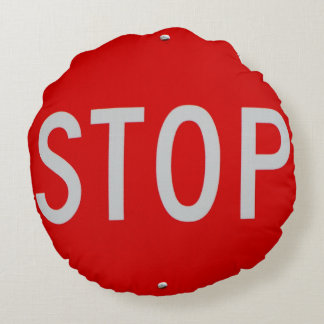 Stop sign wrong way sign round cushion
