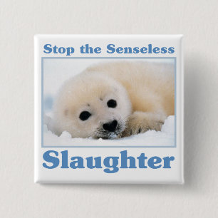 Stop slaughter-seals 15 cm square badge