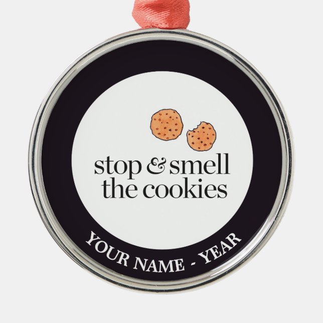 Stop & Smell the Cookies Metal Tree Decoration (Front)