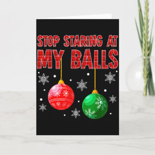 Stop Staring At My Red Plaid Ugly Sweater Couple Card