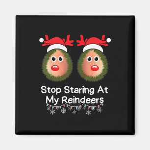 Stop Staring At My Reindeers Funny Christmas Gag X Magnet