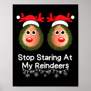 Stop Staring At My Reindeers Funny Christmas Gag X Poster