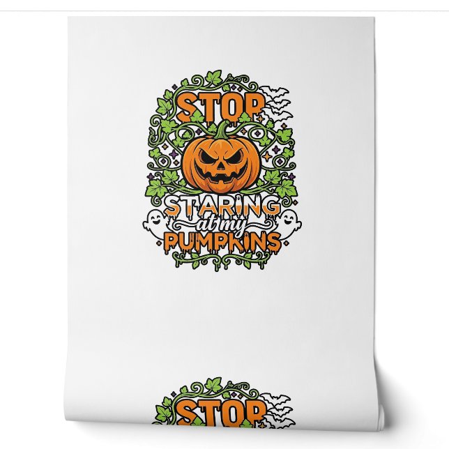 Stop Staring Pumpkins Halloween Ghosts Bats_1 Wallpaper (Unrolling)