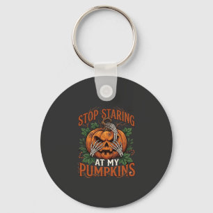 Stop Staring Pumpkins Halloween Skeleton Hands_1 Key Ring