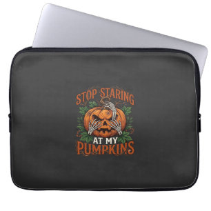Stop Staring Pumpkins Halloween Skeleton Hands_1 Laptop Sleeve