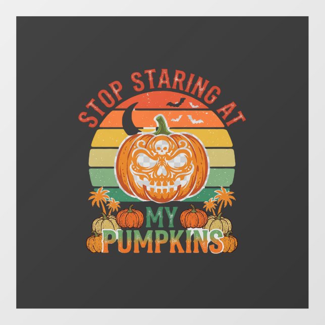 Stop Staring Pumpkins Halloween Skull Retro Sunset (Sheet)