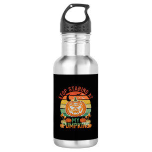 Stop Staring Pumpkins Halloween Skull Retro Sunset 532 Ml Water Bottle