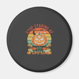 Stop Staring Pumpkins Halloween Skull Retro Sunset Magnet