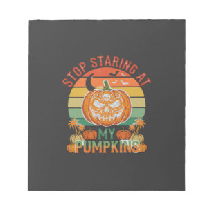 Stop Staring Pumpkins Halloween Skull Retro Sunset Notepad