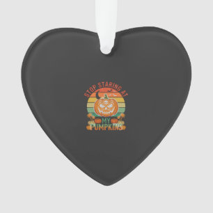Stop Staring Pumpkins Halloween Skull Retro Sunset Ornament