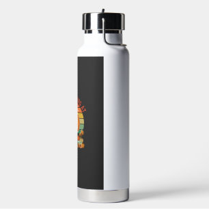 Stop Staring Pumpkins Halloween Skull Retro Sunset Water Bottle