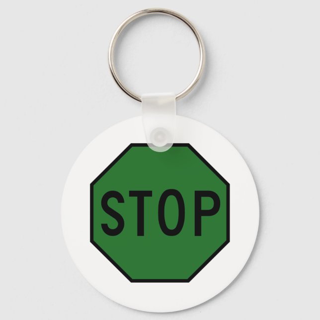 Stop Street Road Sign Symbol Caution Traffic Key Ring (Front)