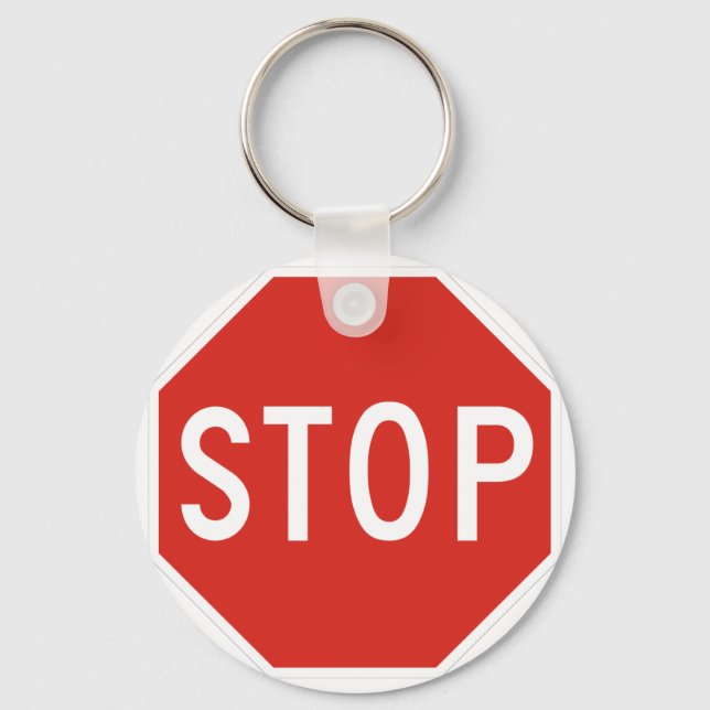 Stop Street Road Sign Symbol Caution Traffic Key Ring (Front)