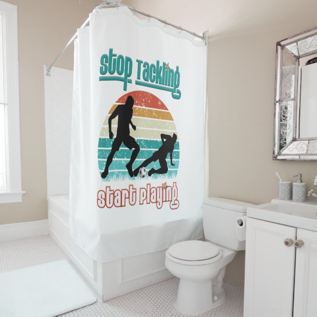 Stop Tackling Start Playing Shower Curtain (In Situ)