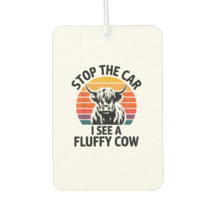 Stop The Car I See Fluffy Cow Retro Highland Cow L Air Freshener