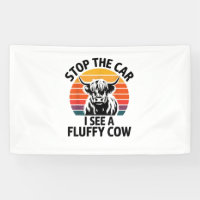 Stop The Car I See Fluffy Cow Retro Highland Cow L