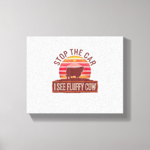 Stop The Car I See Fluffy Cow Retro Highland Lover Canvas Print