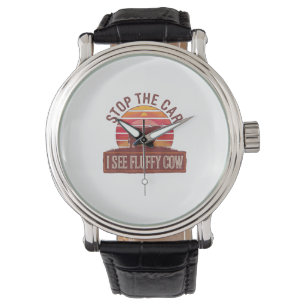 Stop The Car I See Fluffy Cow Retro Highland Lover Watch