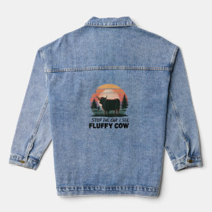 Stop The Car See Fluffy Cow Highland Cow Farm Suns Denim Jacket