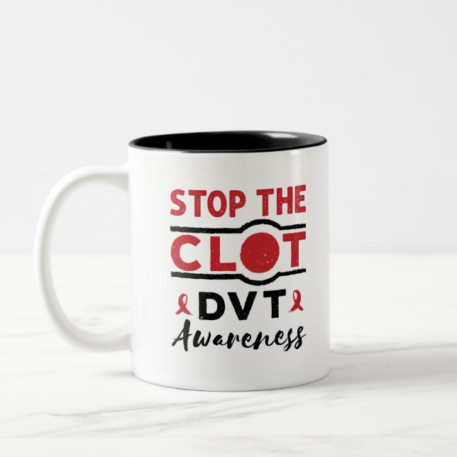Stop the Clot DVT Awareness Deep Vein Thrombosis Two-Tone Coffee Mug (Left)