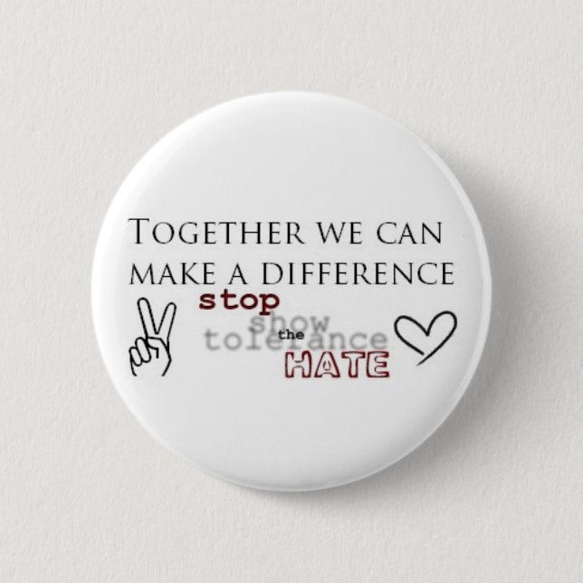 Stop The Hate 6 Cm Round Badge (Front)