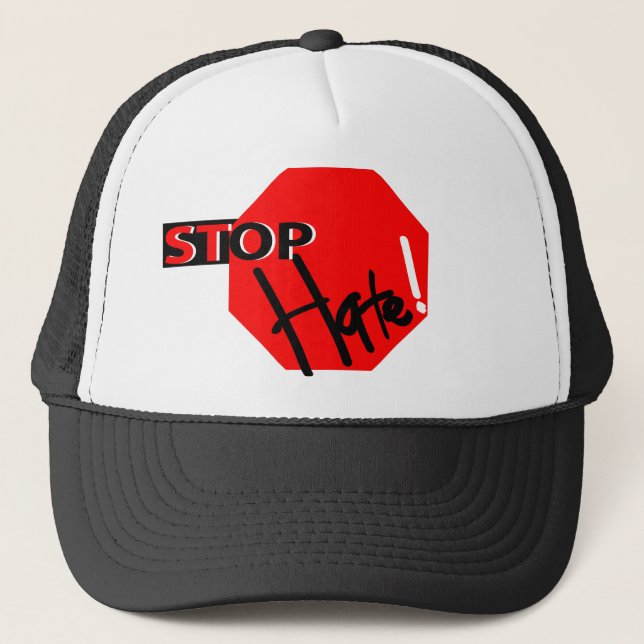 STOP THE HATE. SPREAD LOVE. TRUCKER HAT (Front)