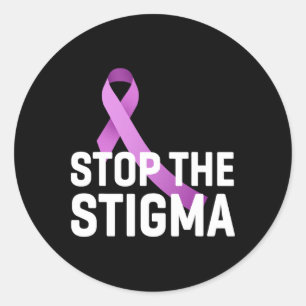 Stop The Stigma End Addiction Purple Ribbon Awaren Classic Round Sticker