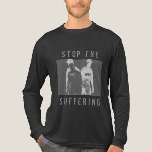 "Stop the Suffering" Black Grey White War Graphic Tri-Blend Shirt