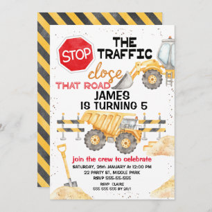Stop The Traffic Close The Road Construction  Invitation