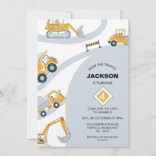 Stop the Traffic Construction 1st Birthday Invitation