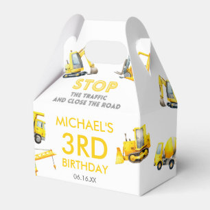Stop The Traffic Construction Trucks Birthday Favour Box