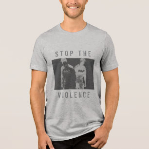 "Stop the Violence" Charcoal Black War Graphic Tri-Blend Shirt
