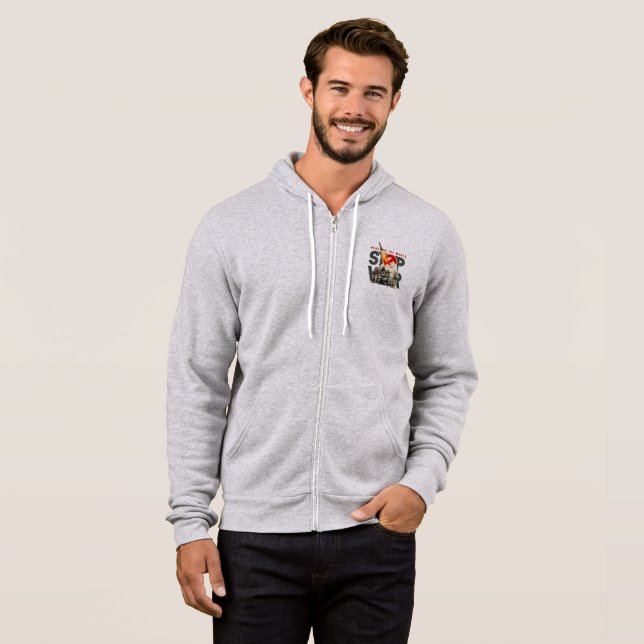 Stop The War (Light. mode) | Men's Full-zip Hoodie (Front Full)