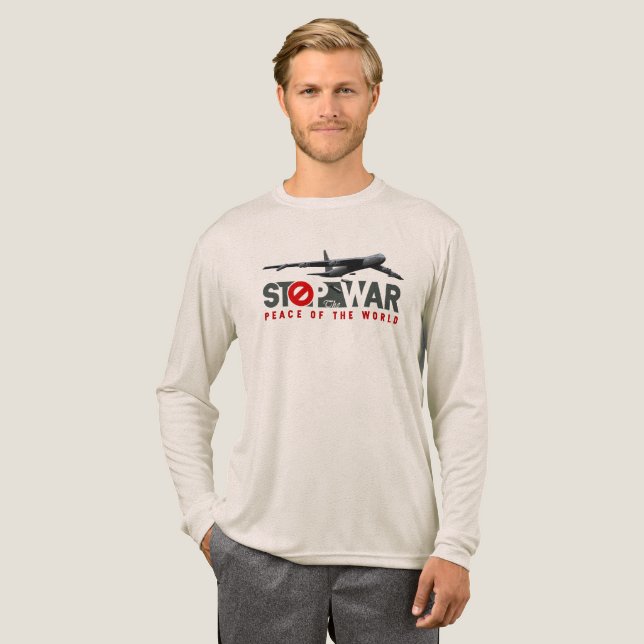 Stop The War (LT. mode) | Men's Long Sleeve Tri-Blend Shirt (Full Front)