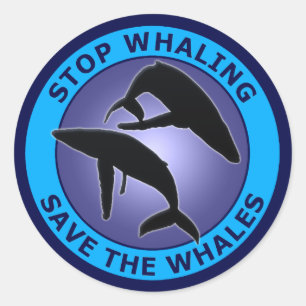 STOP THE WHALING SAVE THE WHALES CLASSIC ROUND STICKER
