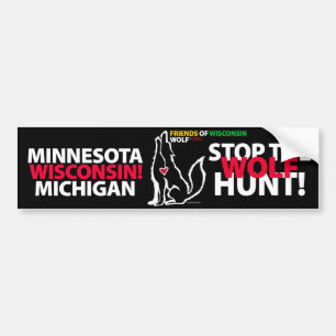 STOP THE WOLF HUNT WISCONSIN - MA'IINGAN BUMPER STICKER