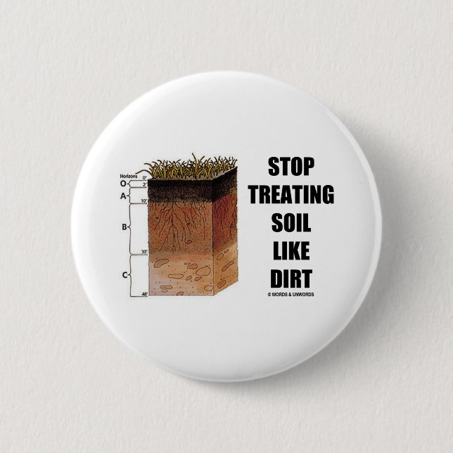 Stop Treating Soil Like Dirt (Soil Horizons) 6 Cm Round Badge (Front)
