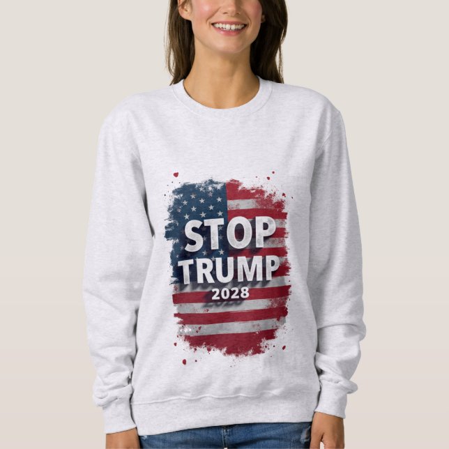 Stop Trump 2028 Save Democracy Bold Sweatshirt (Front)