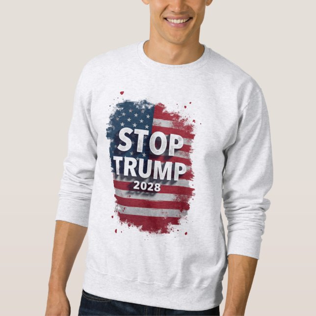 Stop Trump 2028 Save Democracy Bold Sweatshirt (Front)