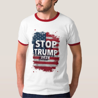 Stop Trump 2028 Save Democracy Bold T-Shirt