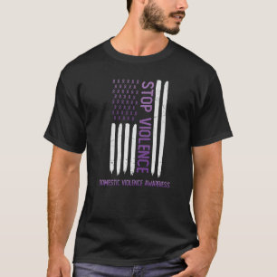 Stop Violence American USA Flag Domestic Violence T-Shirt