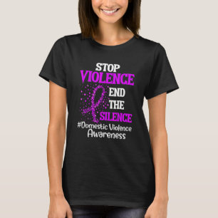 Stop Violence End Purple Ribbon Domestic Violence  T-Shirt
