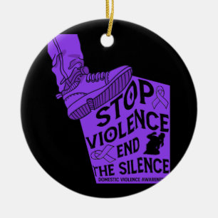 Stop Violence End The Silence Domestic Violence Aw Ceramic Tree Decoration