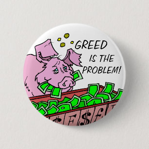 STOP WALL STREET GREED 6 CM ROUND BADGE