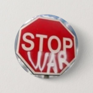 Stop war 6 cm round badge