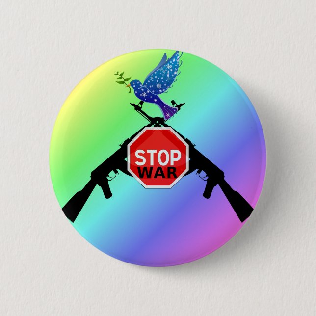 Stop war 6 cm round badge (Front)