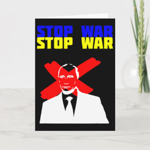 Stop War Anti Putin Face Ukrainian Flag  Card