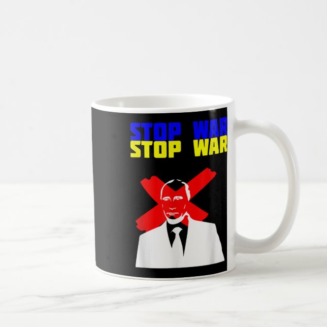 Stop War Anti Putin Face Ukrainian Flag  Coffee Mug (Right)